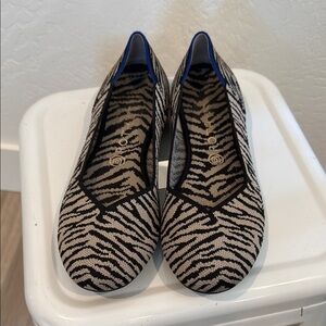 Rothy's Black and Cream Zebra Print Loafers